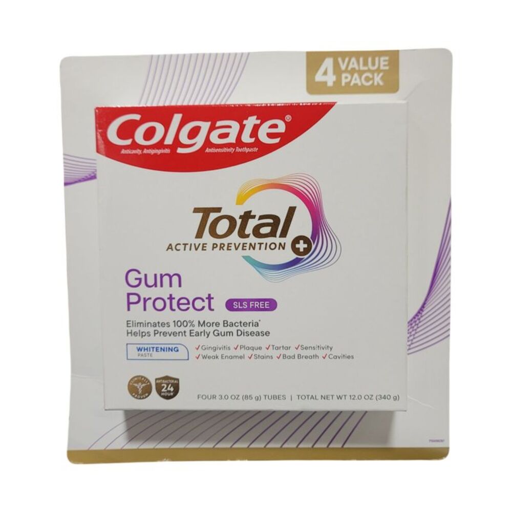 Colgate Total Gum Protect Whitening Toothpaste, 3 oz., Mint Flavor, 4 pk.